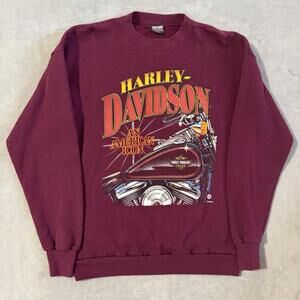 Vintage 90s Harley-Davidson Biker Sweatshirt Maroon Men’s